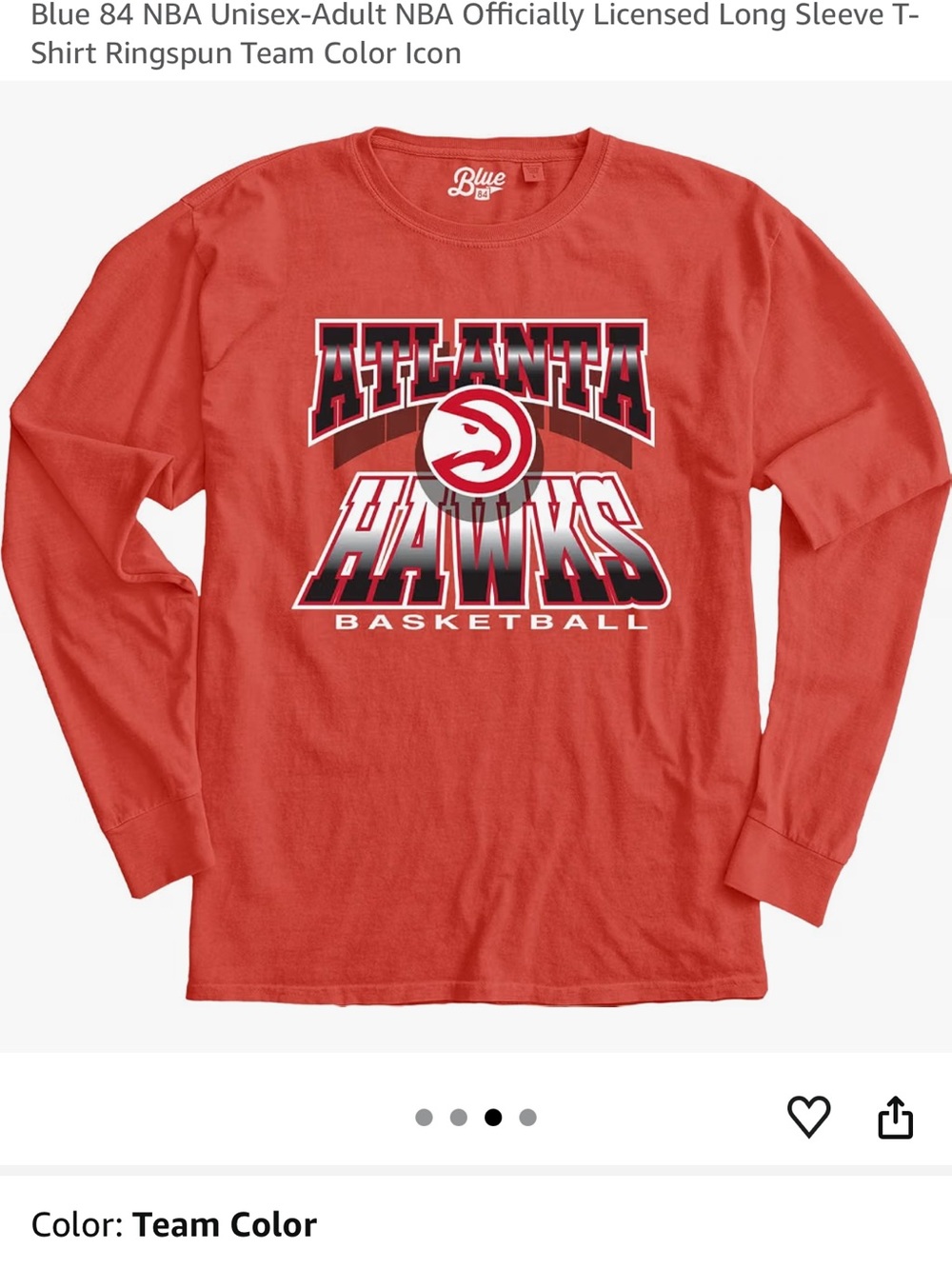 Unisex Blue 84 Adult NBA Atlanta Hawks tee
